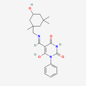 molecular formula C21H27N3O4 B3832549 5-({[(5-hydroxy-1,3,3-trimethylcyclohexyl)methyl]amino}methylene)-1-phenyl-2,4,6(1H,3H,5H)-pyrimidinetrione 