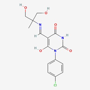 molecular formula C15H16ClN3O5 B3832553 1-(4-chlorophenyl)-5-({[2-hydroxy-1-(hydroxymethyl)-1-methylethyl]amino}methylene)-2,4,6(1H,3H,5H)-pyrimidinetrione 