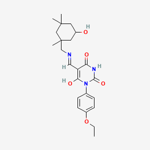 molecular formula C23H31N3O5 B3832557 1-(4-ethoxyphenyl)-5-({[(5-hydroxy-1,3,3-trimethylcyclohexyl)methyl]amino}methylene)-2,4,6(1H,3H,5H)-pyrimidinetrione 
