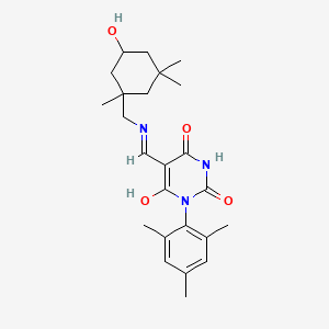 molecular formula C24H33N3O4 B3832560 5-({[(5-hydroxy-1,3,3-trimethylcyclohexyl)methyl]amino}methylene)-1-mesityl-2,4,6(1H,3H,5H)-pyrimidinetrione 