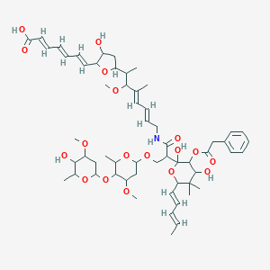 (2E,4E,6E)-7-[5-[(4E,6E)-8-[[2-[2,4-dihydroxy-5,5-dimethyl-6-[(1E,3E)-penta-1,3-dienyl]-3-(2-phenylacetyl)oxyoxan-2-yl]-3-[5-(5-hydroxy-4-methoxy-6-methyloxan-2-yl)oxy-4-methoxy-6-methyloxan-2-yl]oxypropanoyl]amino]-3-methoxy-4-methylocta-4,6-dien-2-yl]-3-hydroxyoxolan-2-yl]hepta-2,4,6-trienoic acid