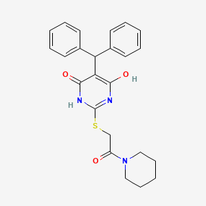 molecular formula C24H25N3O3S B3832606 5-(diphenylmethyl)-6-hydroxy-2-{[2-oxo-2-(1-piperidinyl)ethyl]thio}-4(1H)-pyrimidinone 