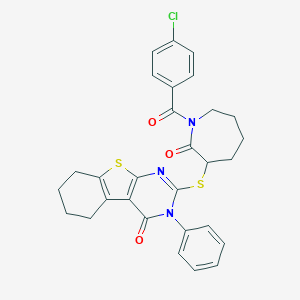 2-{[1-(4-chlorobenzoyl)-2-oxo-3-azepanyl]sulfanyl}-3-phenyl-5,6,7,8-tetrahydro[1]benzothieno[2,3-d]pyrimidin-4(3H)-one