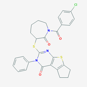 2-{[1-(4-chlorobenzoyl)-2-oxo-3-azepanyl]sulfanyl}-3-phenyl-3,5,6,7-tetrahydro-4H-cyclopenta[4,5]thieno[2,3-d]pyrimidin-4-one