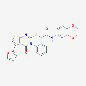 N-(2,3-dihydro-1,4-benzodioxin-6-yl)-2-[5-(furan-2-yl)-4-oxo-3-phenylthieno[2,3-d]pyrimidin-2-yl]sulfanylacetamide
