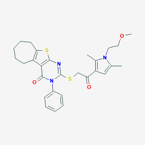 2-({2-[1-(2-methoxyethyl)-2,5-dimethyl-1H-pyrrol-3-yl]-2-oxoethyl}sulfanyl)-3-phenyl-3,5,6,7,8,9-hexahydro-4H-cyclohepta[4,5]thieno[2,3-d]pyrimidin-4-one