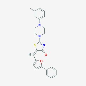 molecular formula C25H23N3O2S B383279 2-[4-(3-methylphenyl)-1-piperazinyl]-5-[(5-phenyl-2-furyl)methylene]-1,3-thiazol-4(5H)-one 
