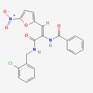 molecular formula C21H16ClN3O5 B3832792 N-[1-{[(2-chlorobenzyl)amino]carbonyl}-2-(5-nitro-2-furyl)vinyl]benzamide 