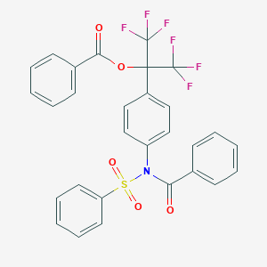 molecular formula C29H19F6NO5S B383284 1-{4-[Benzoyl(phenylsulfonyl)amino]phenyl}-2,2,2-trifluoro-1-(trifluoromethyl)ethyl benzoate 