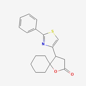 molecular formula C18H19NO2S B3832902 4-(2-phenyl-1,3-thiazol-4-yl)-1-oxaspiro[4.5]decan-2-one 