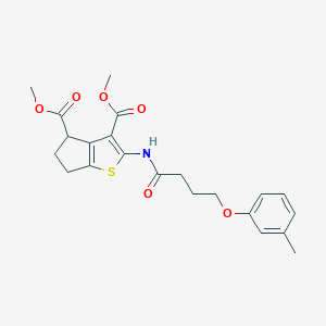 B383292 dimethyl 2-[4-(3-methylphenoxy)butanoylamino]-5,6-dihydro-4H-cyclopenta[b]thiophene-3,4-dicarboxylate CAS No. 385424-68-0