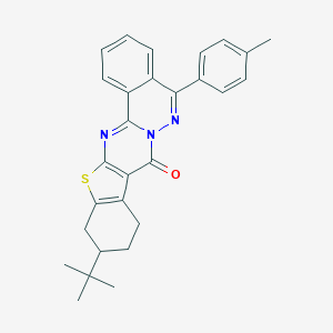 molecular formula C28H27N3OS B383293 11-tert-butyl-5-(4-methylphenyl)-9,10,11,12-tetrahydro-8H-[1]benzothieno[2',3':4,5]pyrimido[2,1-a]phthalazin-8-one 