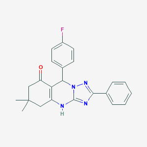 molecular formula C23H21FN4O B383301 9-(4-fluorophenyl)-6,6-dimethyl-2-phenyl-5,6,7,9-tetrahydro[1,2,4]triazolo[5,1-b]quinazolin-8(4H)-one 