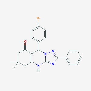 molecular formula C23H21BrN4O B383305 9-(4-bromophenyl)-6,6-dimethyl-2-phenyl-5,6,7,9-tetrahydro[1,2,4]triazolo[5,1-b]quinazolin-8(4H)-one 