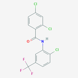 molecular formula C14H7Cl3F3NO B3833140 2,4-dichloro-N-[2-chloro-5-(trifluoromethyl)phenyl]benzamide 