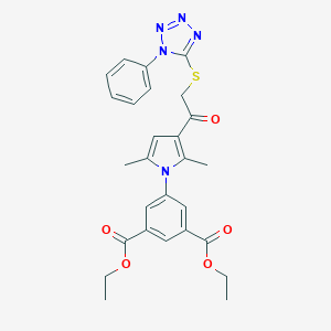 molecular formula C27H27N5O5S B383315 diethyl 5-(2,5-dimethyl-3-(2-((1-phenyl-1H-tetrazol-5-yl)thio)acetyl)-1H-pyrrol-1-yl)isophthalate CAS No. 503432-12-0