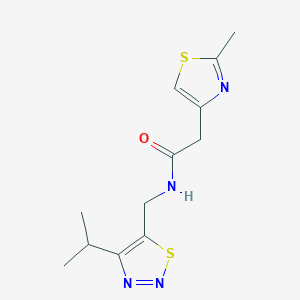 molecular formula C12H16N4OS2 B3833163 N-[(4-isopropyl-1,2,3-thiadiazol-5-yl)methyl]-2-(2-methyl-1,3-thiazol-4-yl)acetamide 