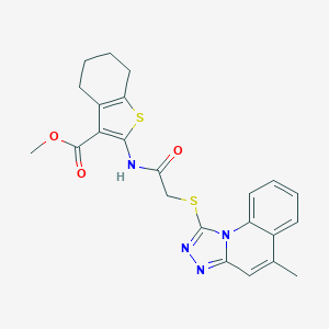 Methyl 2-[[2-[(5-methyl-[1,2,4]triazolo[4,3-a]quinolin-1-yl)sulfanyl]acetyl]amino]-4,5,6,7-tetrahydro-1-benzothiophene-3-carboxylate