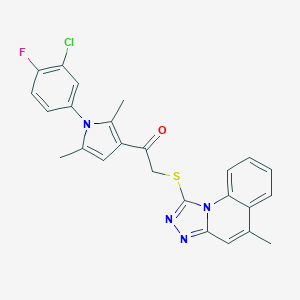 1-[1-(3-Chloro-4-fluorophenyl)-2,5-dimethylpyrrol-3-yl]-2-[(5-methyl-[1,2,4]triazolo[4,3-a]quinolin-1-yl)sulfanyl]ethanone