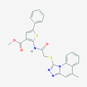 Methyl 2-[[2-[(5-methyl-[1,2,4]triazolo[4,3-a]quinolin-1-yl)sulfanyl]acetyl]amino]-5-phenylthiophene-3-carboxylate