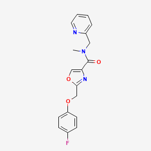 molecular formula C18H16FN3O3 B3833243 2-[(4-fluorophenoxy)methyl]-N-methyl-N-(2-pyridinylmethyl)-1,3-oxazole-4-carboxamide 