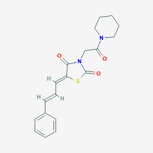 molecular formula C19H20N2O3S B383325 3-[2-Oxo-2-(1-piperidinyl)ethyl]-5-(3-phenyl-2-propenylidene)-1,3-thiazolidine-2,4-dione 