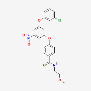 molecular formula C22H19ClN2O6 B3833324 4-[3-(3-chlorophenoxy)-5-nitrophenoxy]-N-(2-methoxyethyl)benzamide 