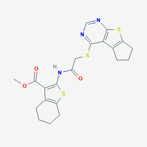 methyl 2-{[(6,7-dihydro-5H-cyclopenta[4,5]thieno[2,3-d]pyrimidin-4-ylsulfanyl)acetyl]amino}-4,5,6,7-tetrahydro-1-benzothiophene-3-carboxylate