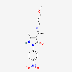 molecular formula C16H20N4O4 B3833373 4-{1-[(3-methoxypropyl)amino]ethylidene}-5-methyl-2-(4-nitrophenyl)-2,4-dihydro-3H-pyrazol-3-one 