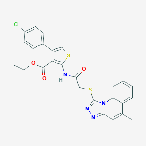 Ethyl 4-(4-chlorophenyl)-2-({[(5-methyl[1,2,4]triazolo[4,3-a]quinolin-1-yl)sulfanyl]acetyl}amino)-3-thiophenecarboxylate