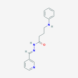 molecular formula C16H18N4O B3833396 4-anilino-N'-(3-pyridinylmethylene)butanohydrazide 
