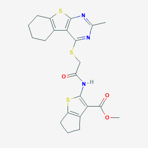 methyl 2-({[(2-methyl-5,6,7,8-tetrahydro[1]benzothieno[2,3-d]pyrimidin-4-yl)sulfanyl]acetyl}amino)-5,6-dihydro-4H-cyclopenta[b]thiophene-3-carboxylate