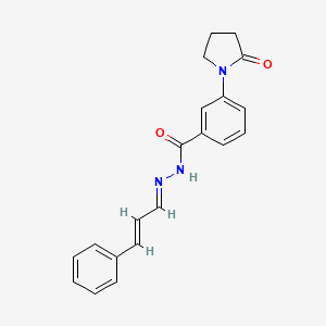 molecular formula C20H19N3O2 B3833416 3-(2-oxo-1-pyrrolidinyl)-N'-(3-phenyl-2-propen-1-ylidene)benzohydrazide 