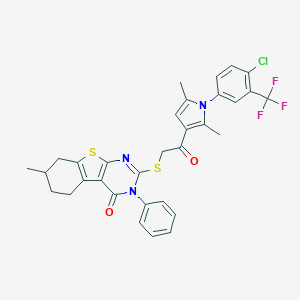 2-[(2-{1-[4-chloro-3-(trifluoromethyl)phenyl]-2,5-dimethyl-1H-pyrrol-3-yl}-2-oxoethyl)sulfanyl]-7-methyl-3-phenyl-5,6,7,8-tetrahydro[1]benzothieno[2,3-d]pyrimidin-4(3H)-one
