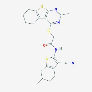N-(3-cyano-6-methyl-4,5,6,7-tetrahydro-1-benzothiophen-2-yl)-2-[(2-methyl-5,6,7,8-tetrahydro-[1]benzothiolo[2,3-d]pyrimidin-4-yl)sulfanyl]acetamide
