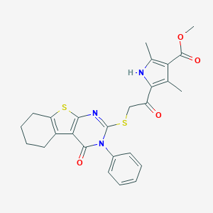 methyl 2,4-dimethyl-5-{[(4-oxo-3-phenyl-3,4,5,6,7,8-hexahydro[1]benzothieno[2,3-d]pyrimidin-2-yl)sulfanyl]acetyl}-1H-pyrrole-3-carboxylate