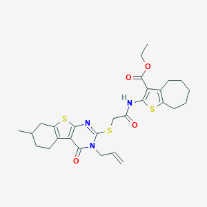 ethyl 2-({[(3-allyl-7-methyl-4-oxo-3,4,5,6,7,8-hexahydro[1]benzothieno[2,3-d]pyrimidin-2-yl)sulfanyl]acetyl}amino)-5,6,7,8-tetrahydro-4H-cyclohepta[b]thiophene-3-carboxylate