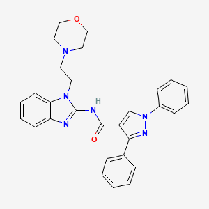 molecular formula C29H28N6O2 B3833497 N-{1-[2-(4-morpholinyl)ethyl]-1H-benzimidazol-2-yl}-1,3-diphenyl-1H-pyrazole-4-carboxamide 