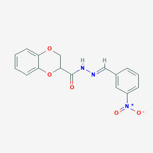 molecular formula C16H13N3O5 B3833562 N'-(3-nitrobenzylidene)-2,3-dihydro-1,4-benzodioxine-2-carbohydrazide 