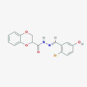 molecular formula C16H13BrN2O4 B3833584 N'-(2-bromo-5-hydroxybenzylidene)-2,3-dihydro-1,4-benzodioxine-2-carbohydrazide 