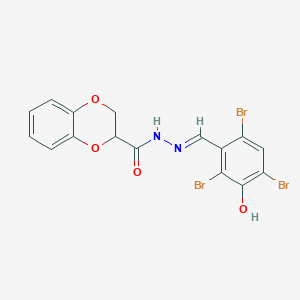 molecular formula C16H11Br3N2O4 B3833590 N'-(2,4,6-tribromo-3-hydroxybenzylidene)-2,3-dihydro-1,4-benzodioxine-2-carbohydrazide 
