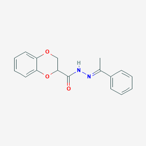 molecular formula C17H16N2O3 B3833598 N'-(1-phenylethylidene)-2,3-dihydro-1,4-benzodioxine-2-carbohydrazide 