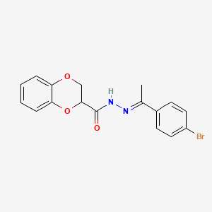 molecular formula C17H15BrN2O3 B3833600 N'-[1-(4-bromophenyl)ethylidene]-2,3-dihydro-1,4-benzodioxine-2-carbohydrazide 