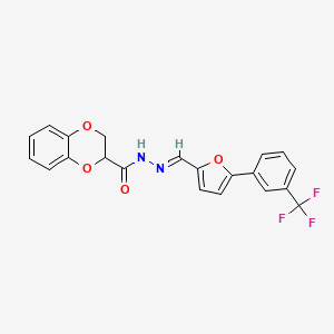 molecular formula C21H15F3N2O4 B3833605 N'-({5-[3-(trifluoromethyl)phenyl]-2-furyl}methylene)-2,3-dihydro-1,4-benzodioxine-2-carbohydrazide 