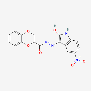 N'-(5-nitro-2-oxo-1,2-dihydro-3H-indol-3-ylidene)-2,3-dihydro-1,4-benzodioxine-2-carbohydrazide