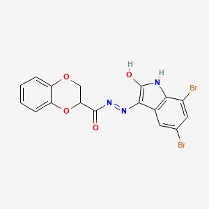 N'-(5,7-dibromo-2-oxo-1,2-dihydro-3H-indol-3-ylidene)-2,3-dihydro-1,4-benzodioxine-2-carbohydrazide