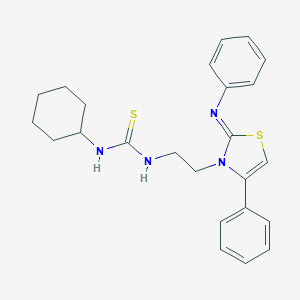(E)-1-cyclohexyl-3-(2-(4-phenyl-2-(phenylimino)thiazol-3(2H)-yl)ethyl)thiourea