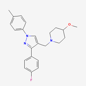 molecular formula C23H26FN3O B3833695 1-{[3-(4-fluorophenyl)-1-(4-methylphenyl)-1H-pyrazol-4-yl]methyl}-4-methoxypiperidine 