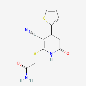 molecular formula C12H11N3O2S2 B3833708 2-{[3-cyano-6-oxo-4-(2-thienyl)-1,4,5,6-tetrahydro-2-pyridinyl]thio}acetamide 