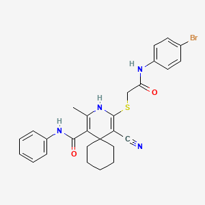 molecular formula C27H27BrN4O2S B3833736 4-({2-[(4-bromophenyl)amino]-2-oxoethyl}thio)-5-cyano-2-methyl-N-phenyl-3-azaspiro[5.5]undeca-1,4-diene-1-carboxamide 